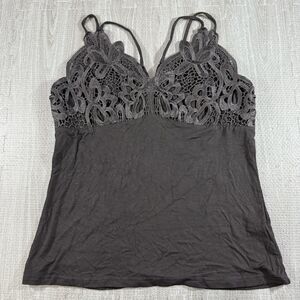 Boston Proper Black Lace Embroidered Camisole Double Straight Cross Strap Size M